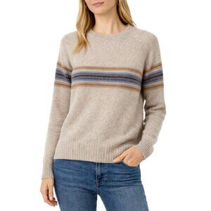 Minnie Rose 100% Cashmere Striped Crewneck Sweater